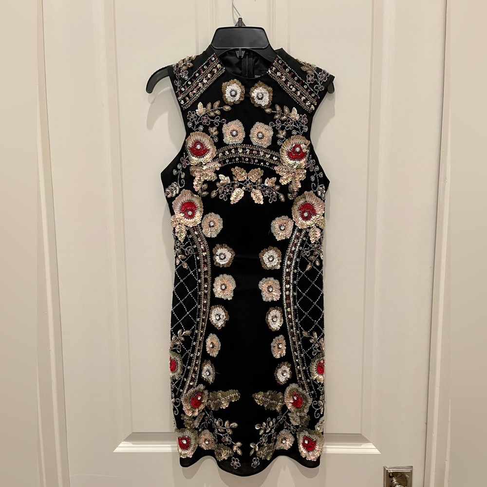 Needle & Thread Black Sequin dress size 4